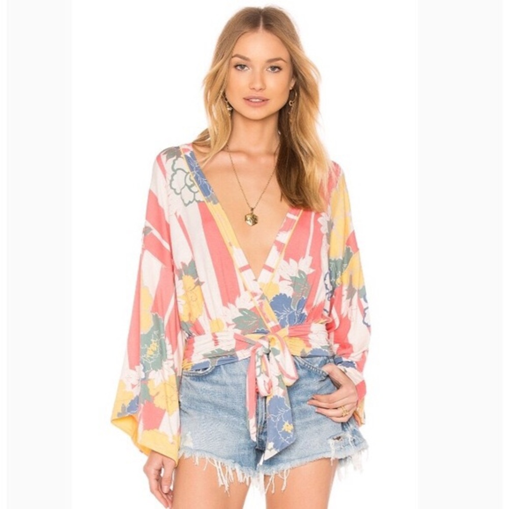 Free People That's a Wrap Floral Top size Small